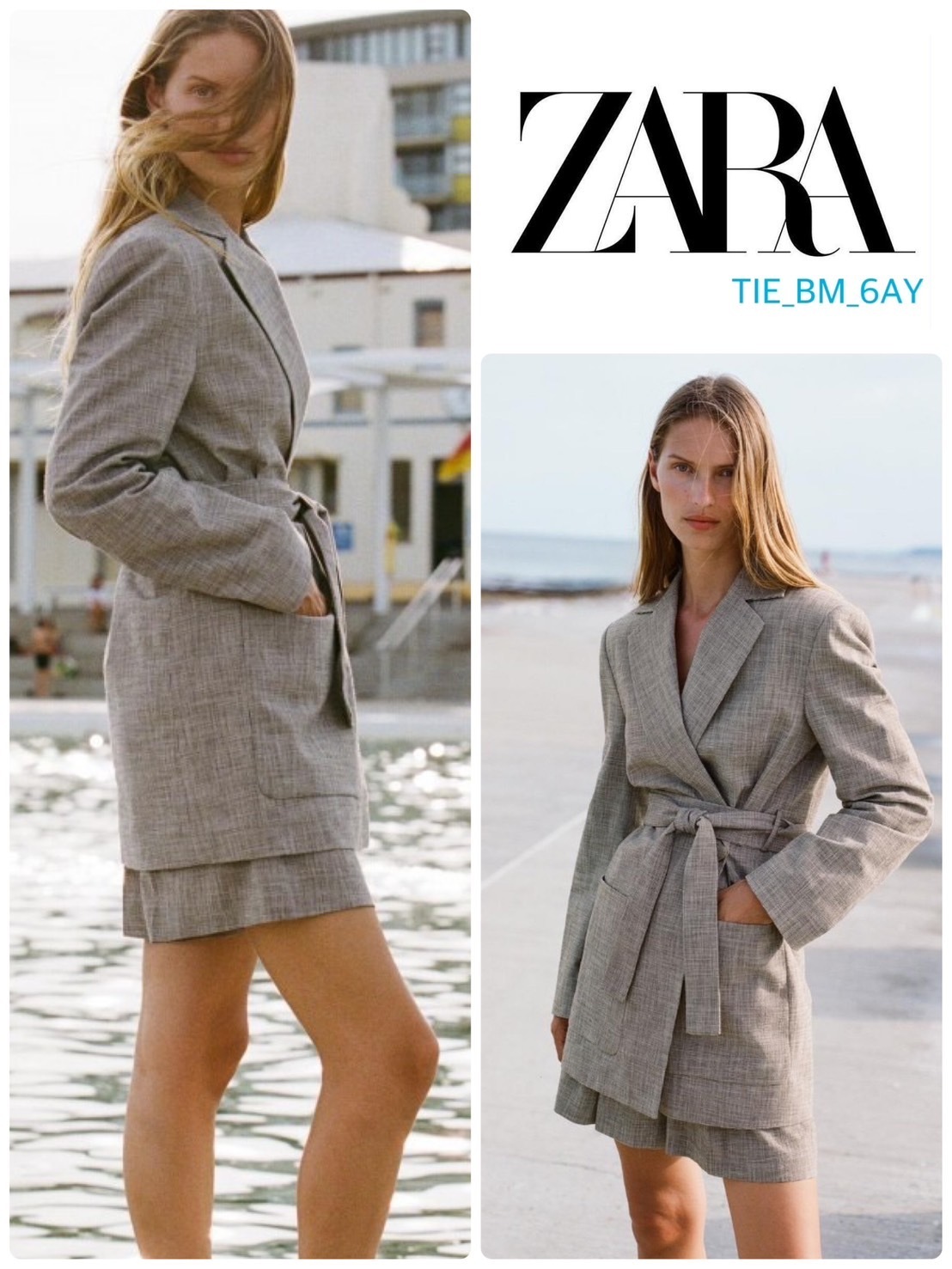 スペイン発送 ZARA ベルト付きオーバーサイズブレザー 今季新作