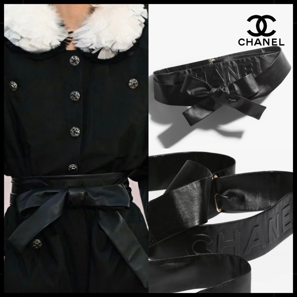 【可愛いリボン付き♪】CHANEL 25SS レザーベルト リボン