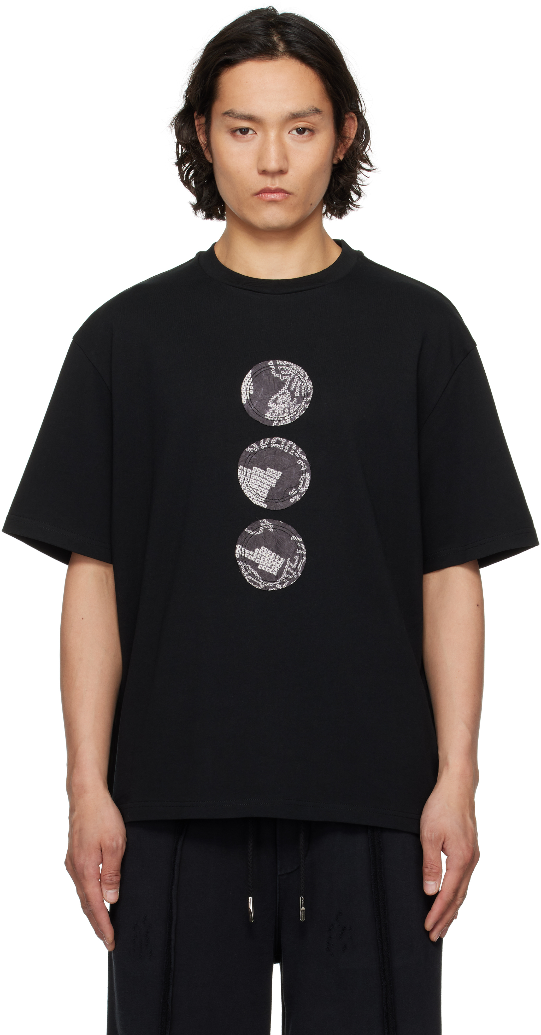 【関税込み】Feng Chen Wang ブラック Yu Zu Xie Patch Tシャツ