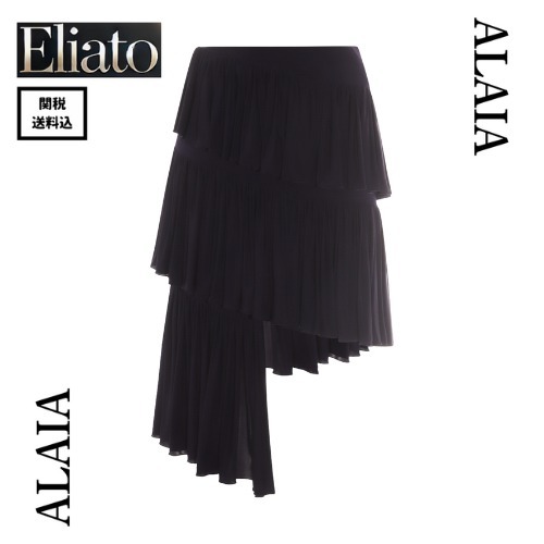 ALAIA★BLACK VISCOSE SKIRT
