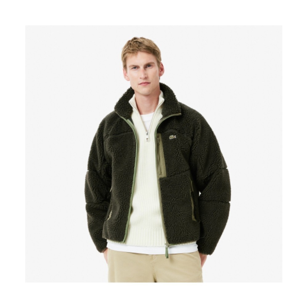■LACOSTE■ Men's Sherpa Fleece Blouson Khaki BH7145-54NIER
