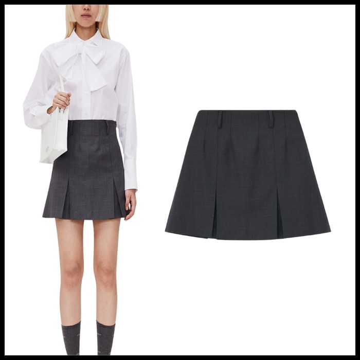 ☆Pleated Wool-Blended Mini Skirt/KIMHEKIM☆