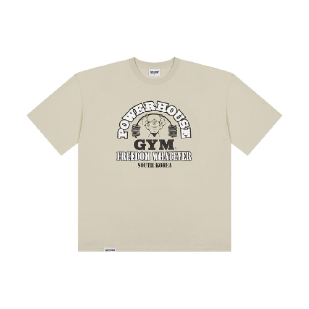 ☆FREEDOM☆ Powerhouse Two-Tone Logo Overfit T-Shirt Cream P