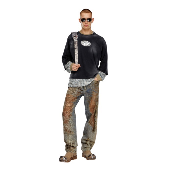 DIESEL t-croxt コットンジャージー 七分袖 ラグランスリーブ DIESEL t-croxt コットンジャージー 七分袖 ラグランスリーブ