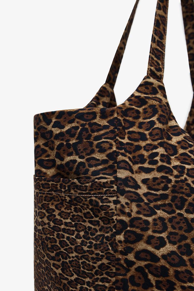 【ZARA】アニマルプリント コットン マキシバッグ 3920/150/051 ZARA】アニマルプリント コットン マキシバッグ 3920/150/051