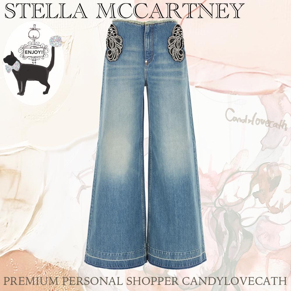 デニム・ジーパン STELLA McCARTNEY Embellished Feather Cut Out Jeans