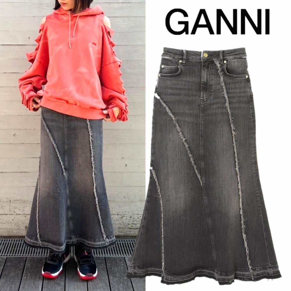 関税送料込♪GANN/Tint Edge Denim Long Skirt