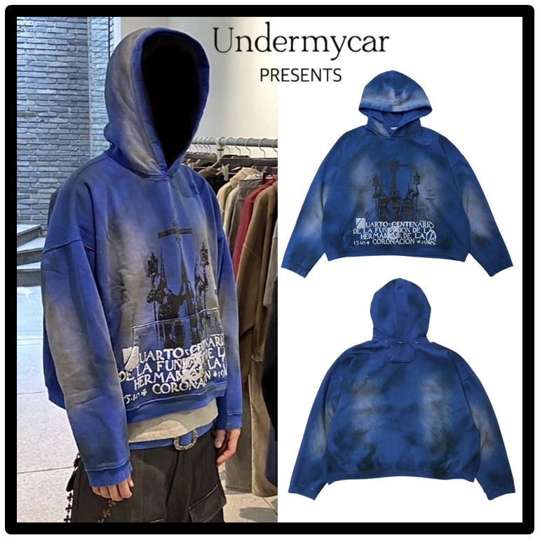 ★関税込★Undermycar★GRAVE OF PRIEST VINTAGE EFFECT HOODIE