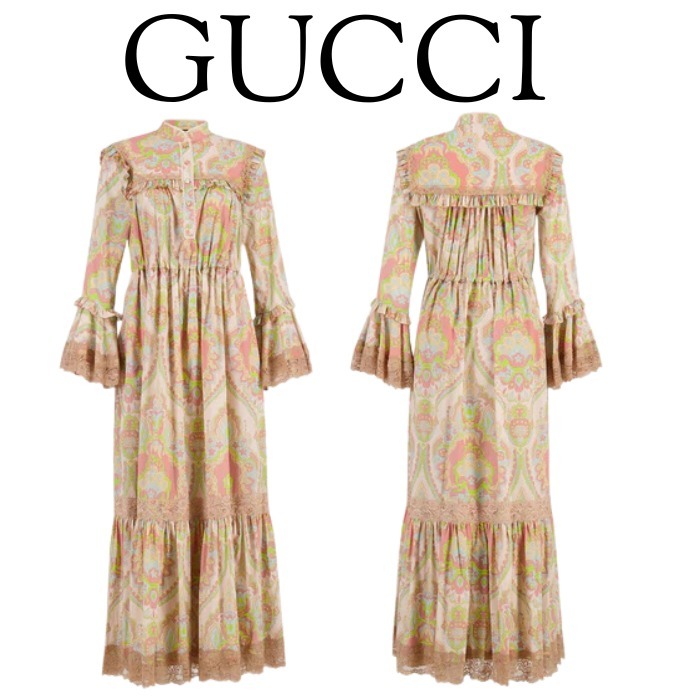 セール【GUCCI】レディース☆総柄フローラル マキシドレス