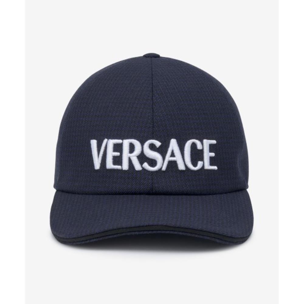 ★VERSACE★ Logo Print Ball Cap Black 10015901A063932B520 10