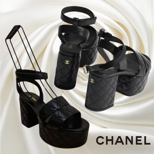 キルティングデザイン☆【CHANEL】25P サンダル