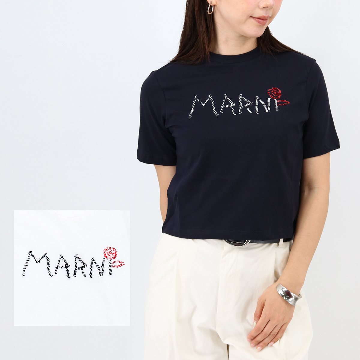 ■MARNI キッズ 【大人もOK】ロゴ刺繍Tシャツ M01444 M00V4
