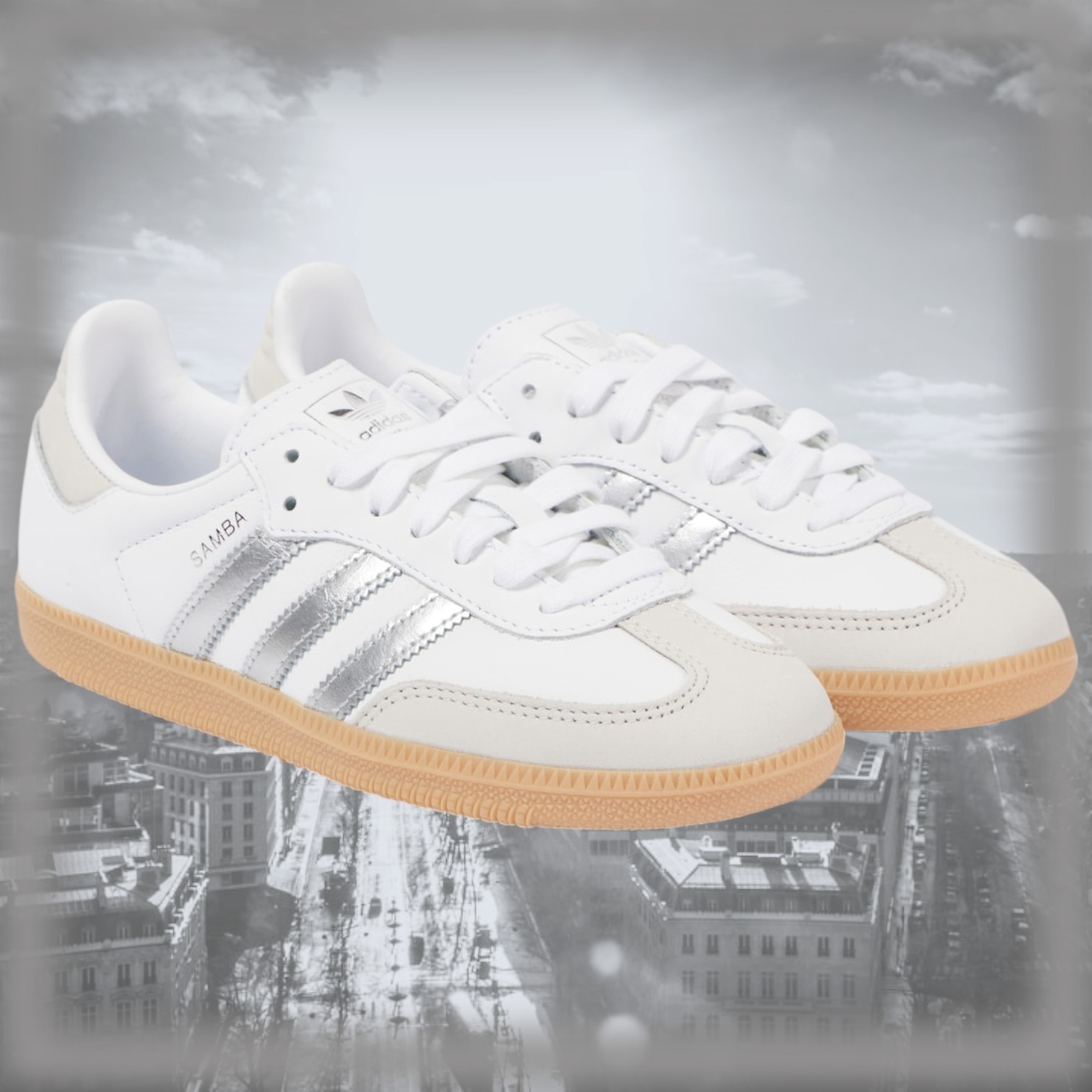 人気ホワイト＆メタリック【ADIDAS】サンバ OG レザースニーカー