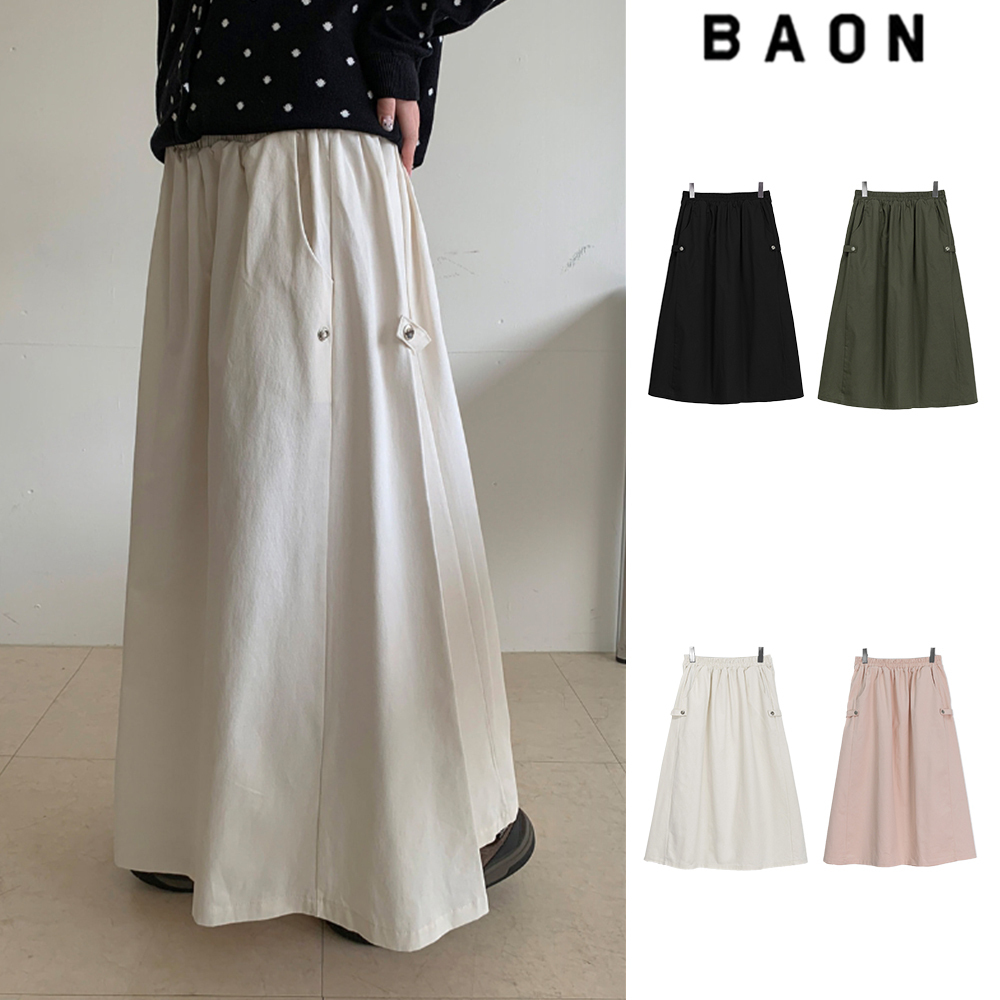 【BAON】Zumi Snap Button Banding Long Skirt
