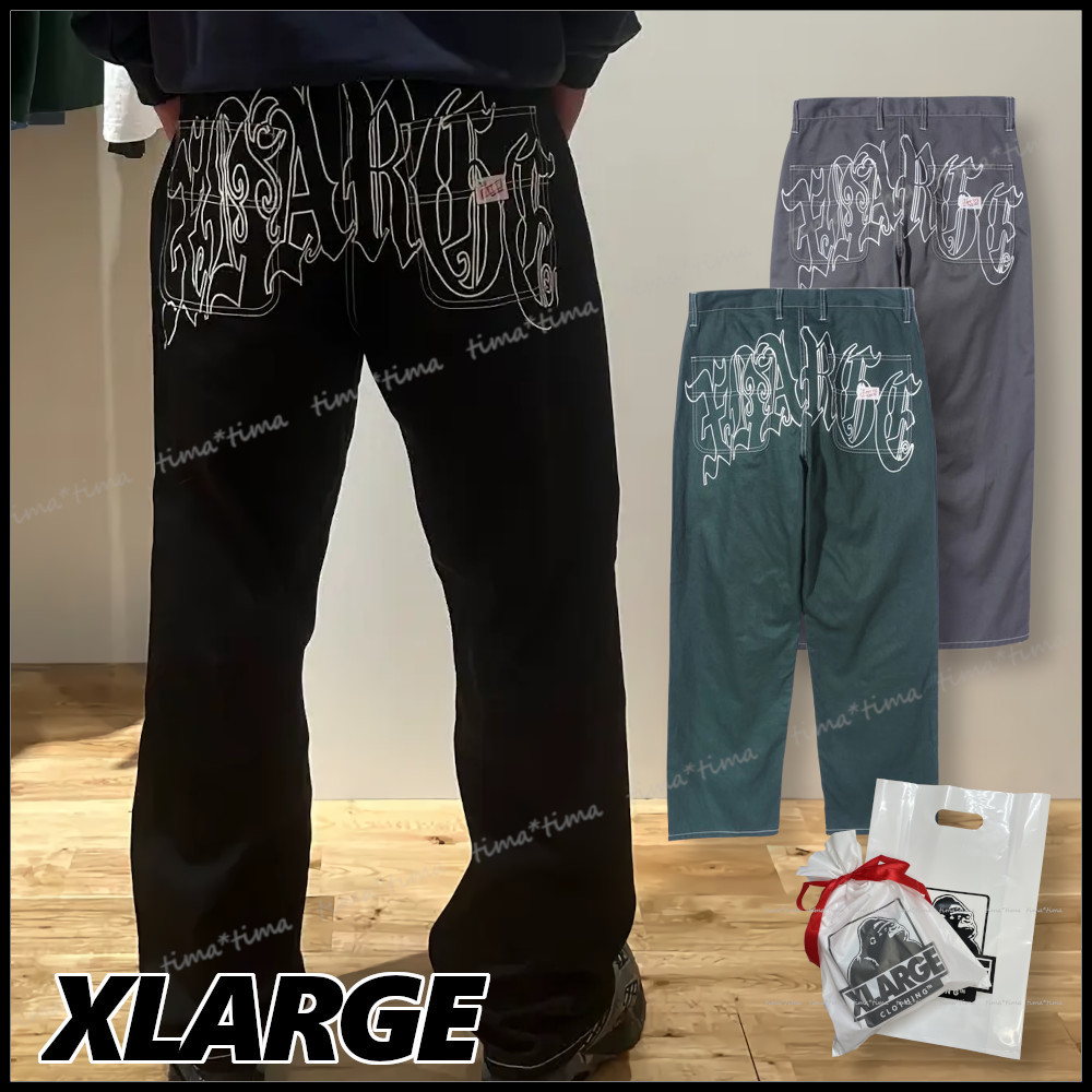 XLARGE オールドイングリッシュ ヒップロゴ ツイル ワークパンツ