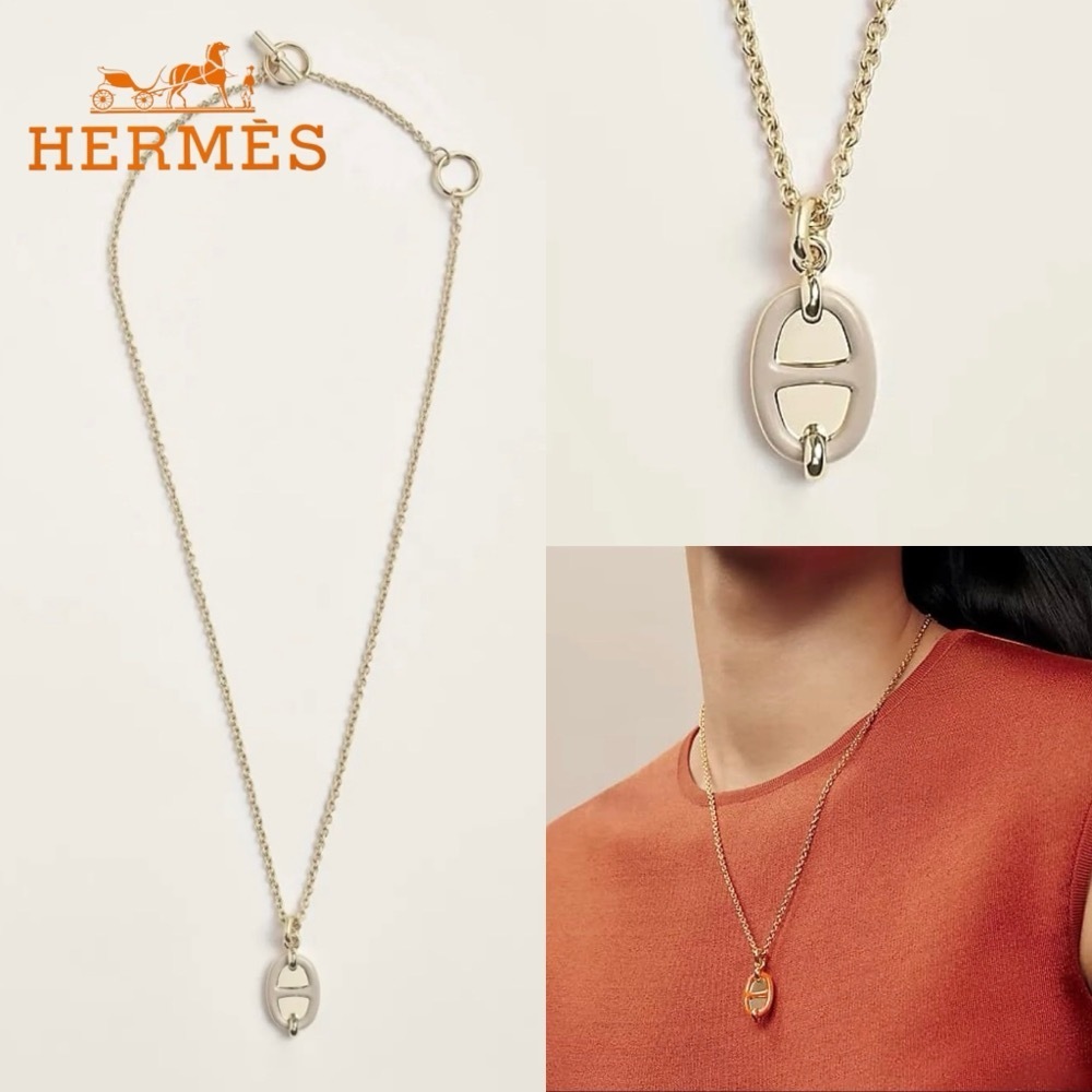 上品☆【HERMES】ネックレス ミニマイヨン PM《マロングラッセ》