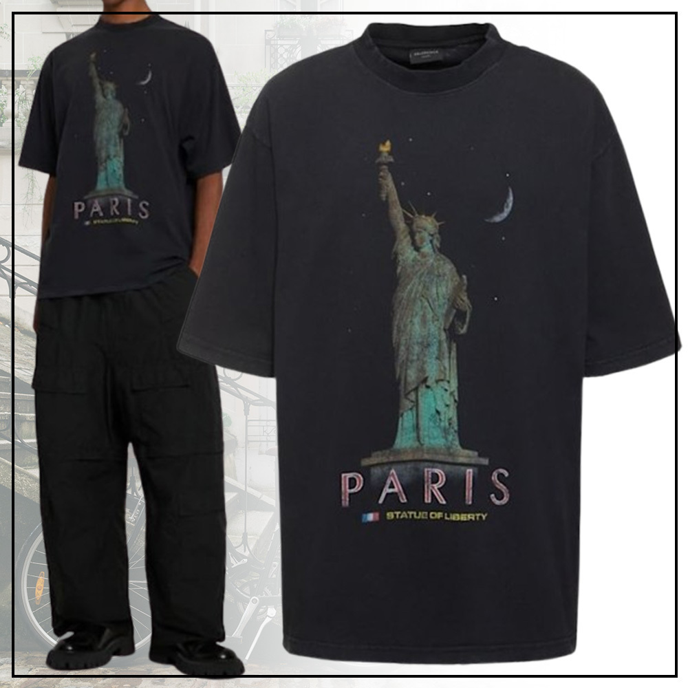 BALENCIAGA Paris Liberty コットン Tシャツ シンプルスタイル