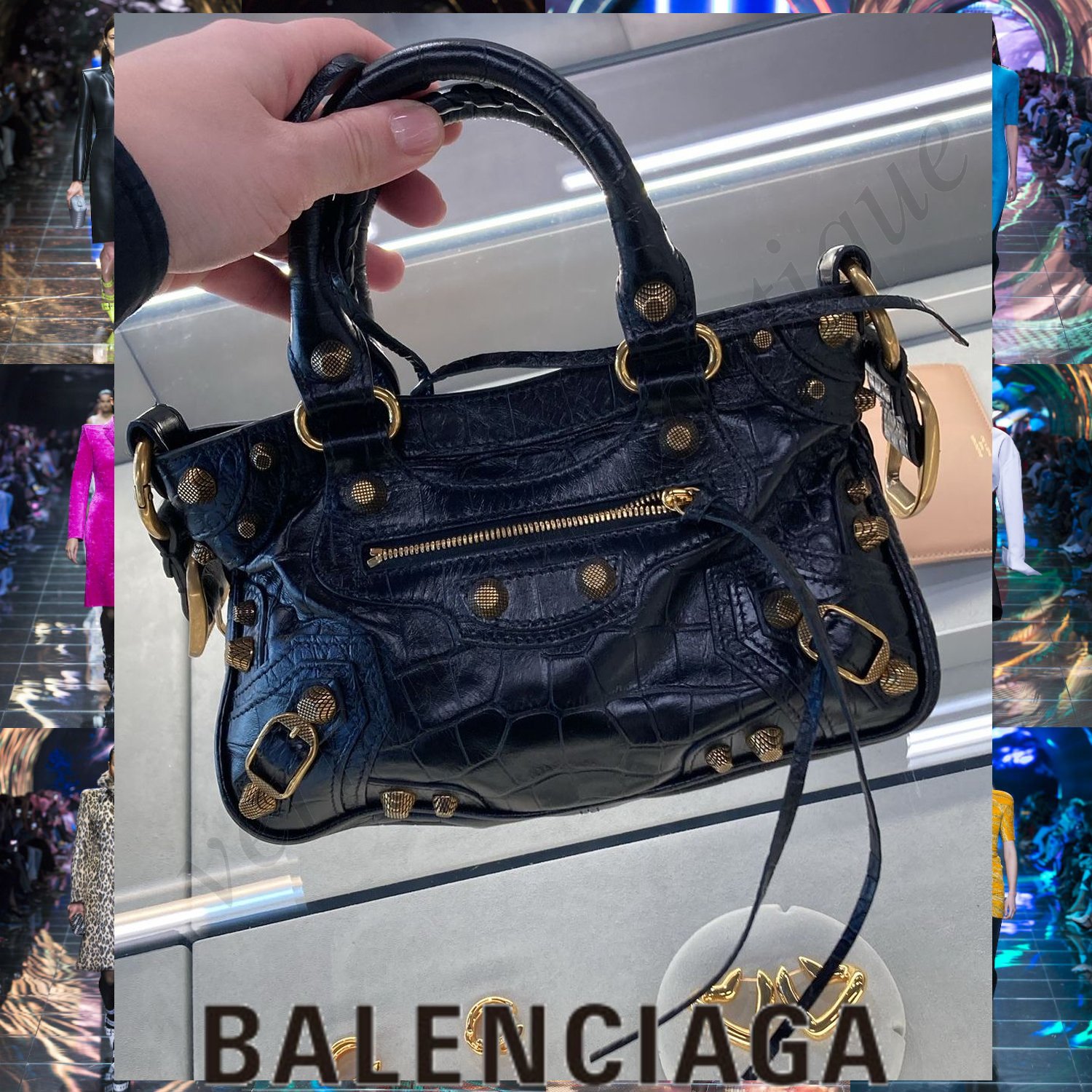 BALENCIAGA Neo Cagole S クロコ型押し ハンドバッグ 2WAY