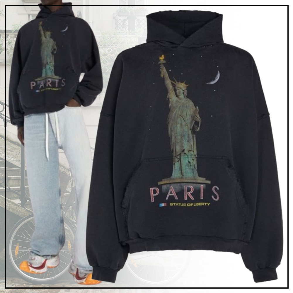 BALENCIAGA Paris Liberty コットン スウェット フーディー ロゴ