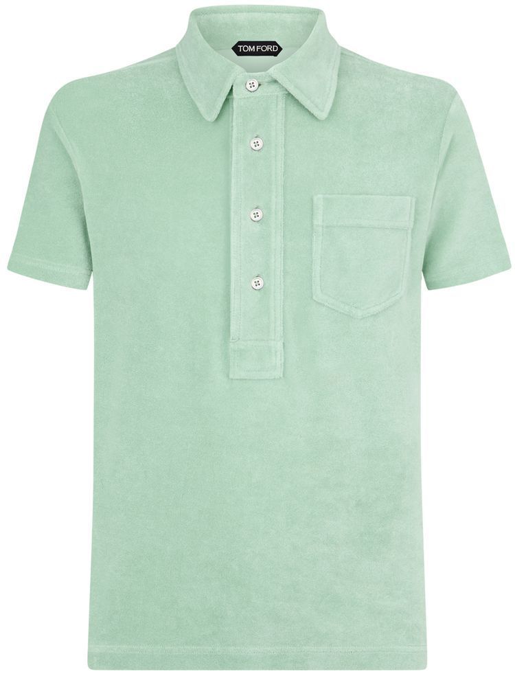 ポロシャツ TOM FORD Towelling Short-sleeve Polo Shirt Light Green