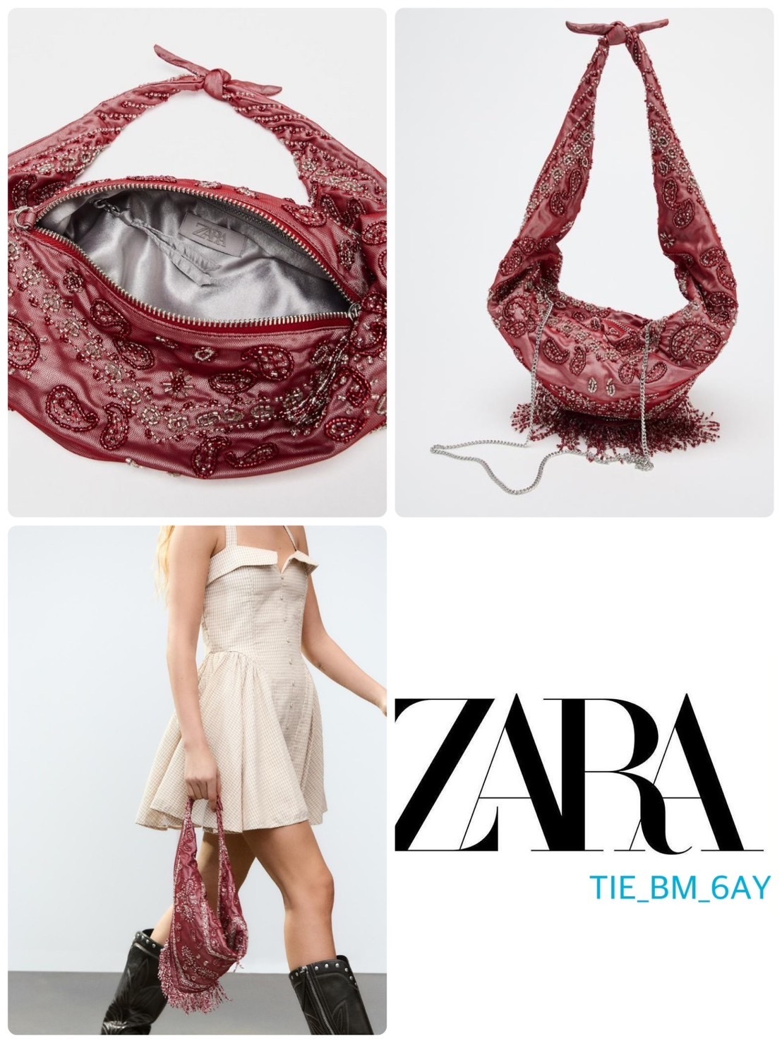 スペイン発送 ZARA ビーズ織りバッグ 上品カジュアル 数量限定