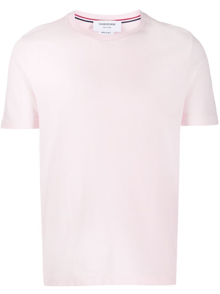 Tシャツ・カットソー THOM BROWNE Short Sleeve 4 Bar RWB Stripe Cotton T-Shirt Pin