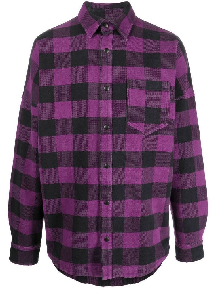 シャツ PALM ANGELS Logo-print Checked Shirt Purple/White