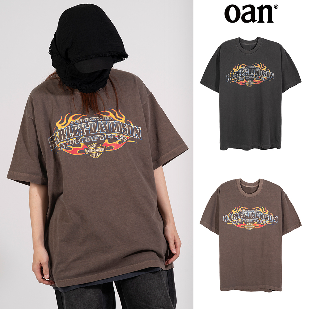 【oan】Flame Harley Short Sleeve T-shirt