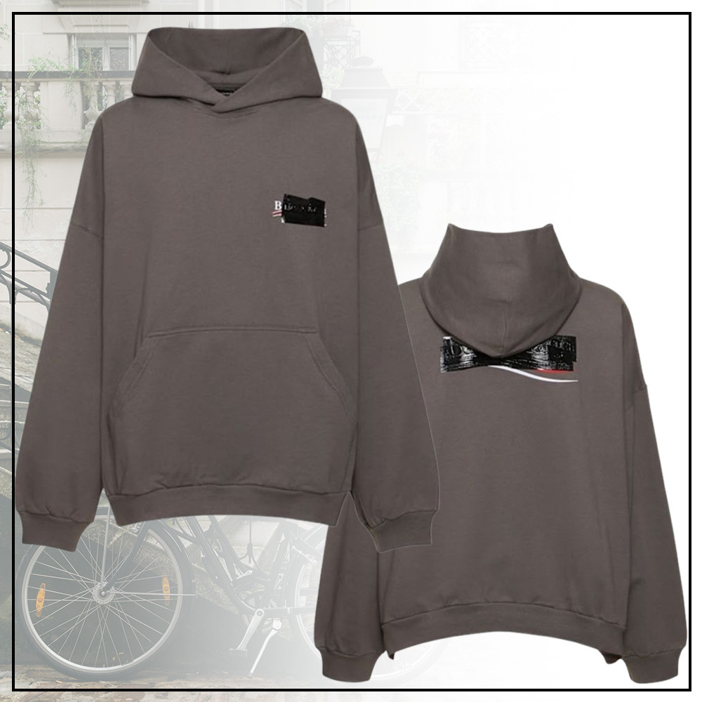 BALENCIAGA コットン スウェット フーディー シンプル ロゴ