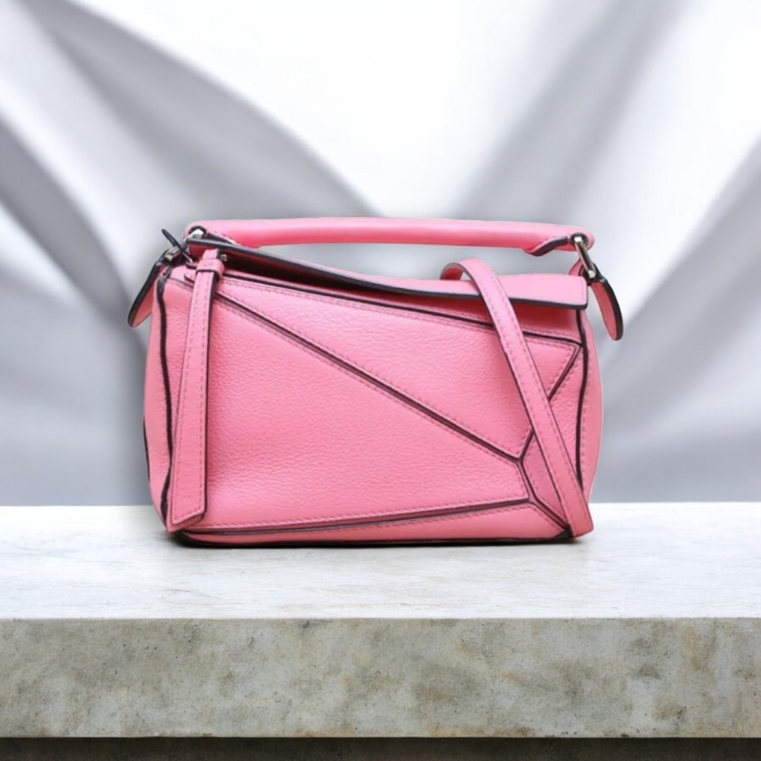 VINTAGE●LOEWE●ロエベ パズルミニバッグ ピンク レザー