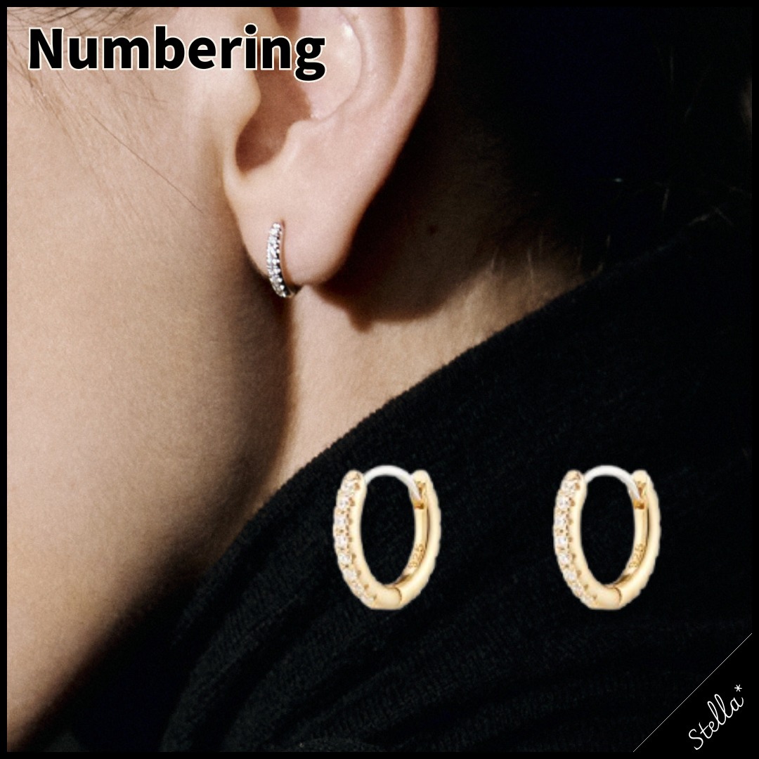 注目■NUMBERING■大人気 ベーシックなパヴェフープピアス 2色