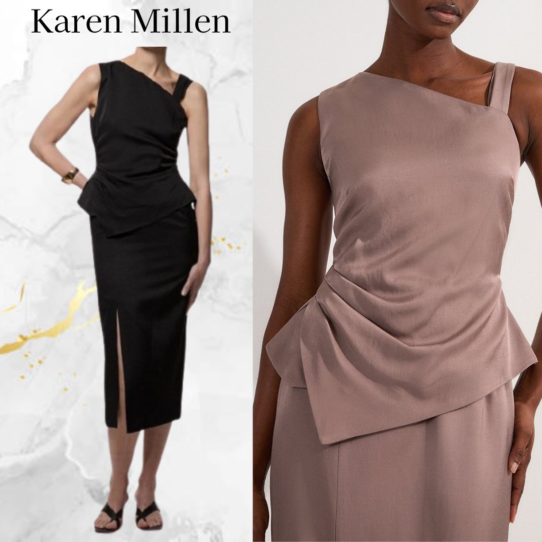 Karen Millen☆アシンメトリー ネック ペンシル マキシ ドレス