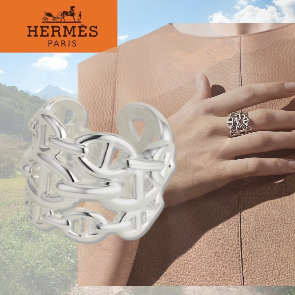 【エレガント】HERMES Bague Chaine d'ancre Enchainee GMリング