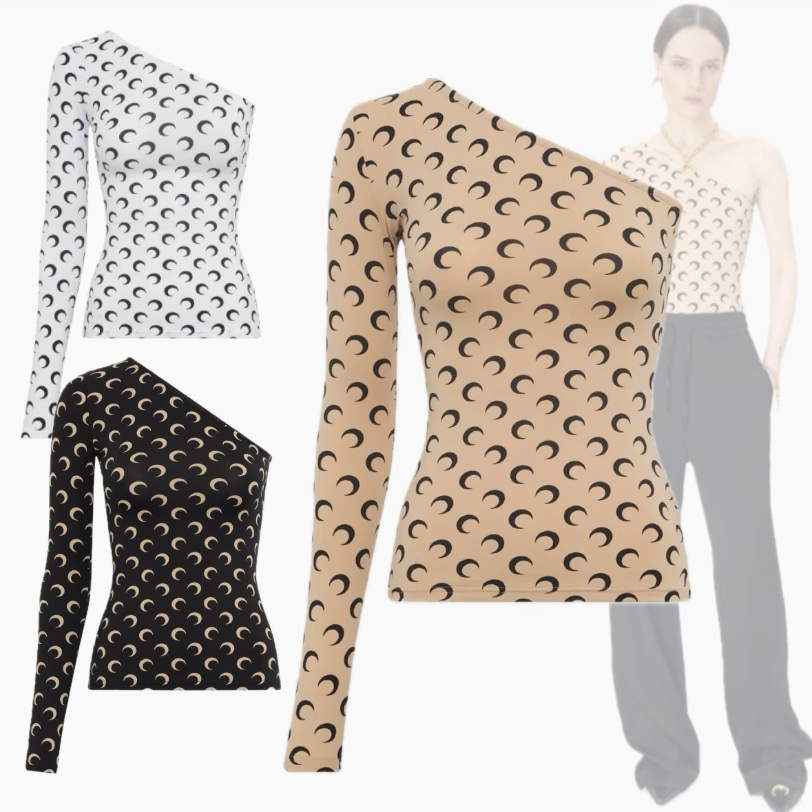 【 Marine Serre 】MOON SECOND SKIN ASYMMETRIC TOP