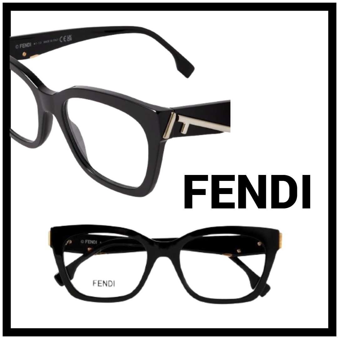関税込*FENDI アイウェア スクエアフレーム アセテート ブラック