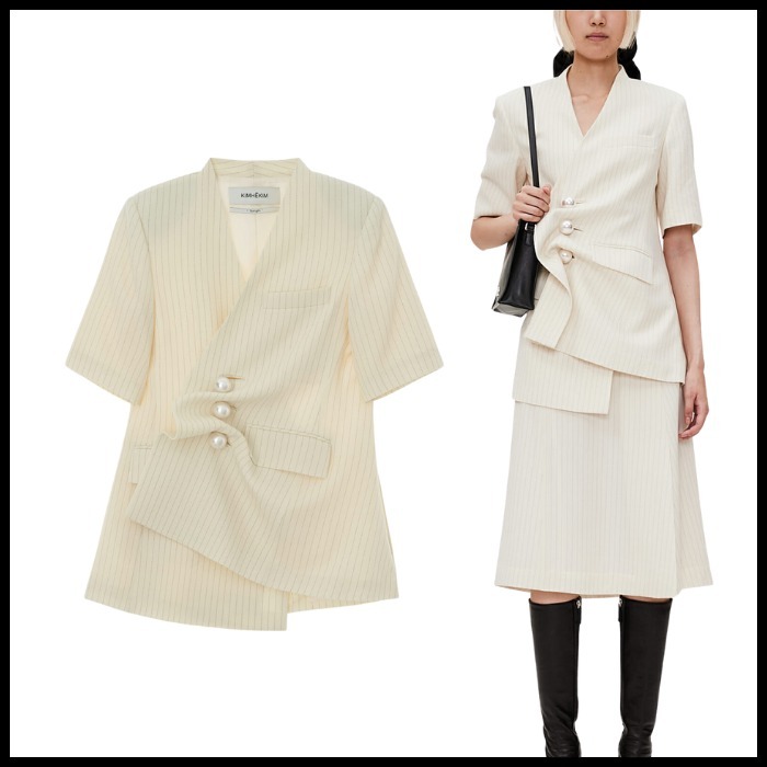 ☆Draped Collarless Wool Jacket/KIMHEKIM☆