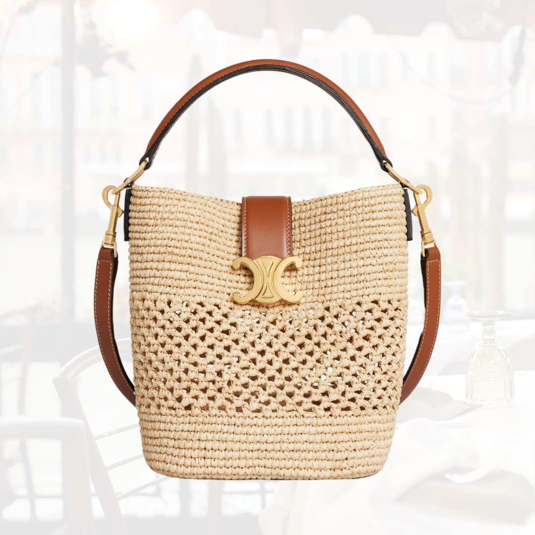 CELINE ラフィア スモールルイーズバケット 3Wayで使える♪【CELINE】スモール ルイーズ バケット/ ラフィア