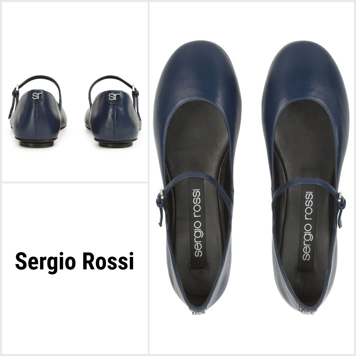 【Sergio Rossi】SR1 ピリエ レザー インディゴ バレリーナ