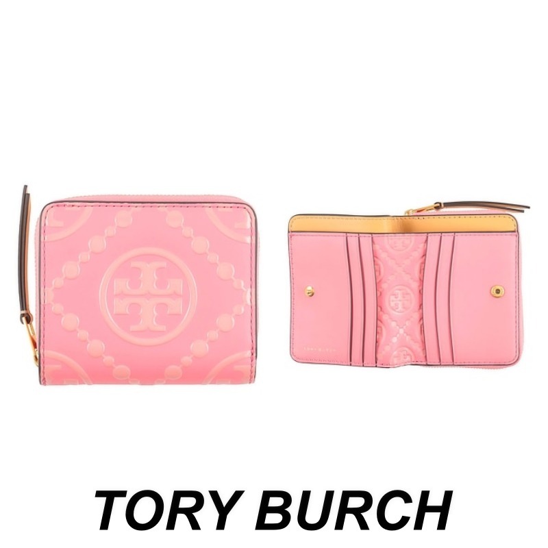 TORY BURCH テクスチャードレザー ロゴ 二つ折り財布