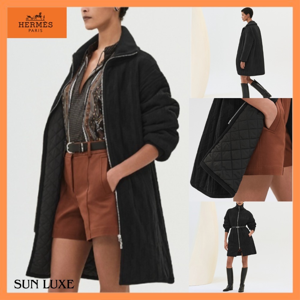 ＊人気＊【HERMES】キルティング ジップ コート