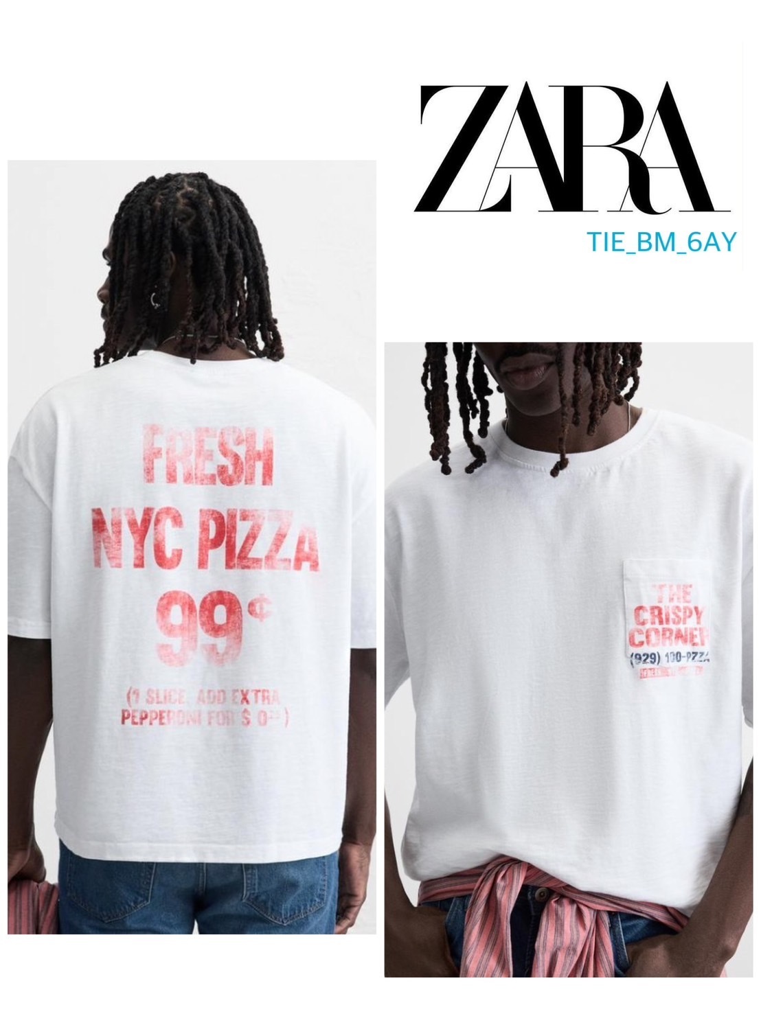 スペイン発送 ZARA ポケットTシャツ カジュアル ホワイト 最新作