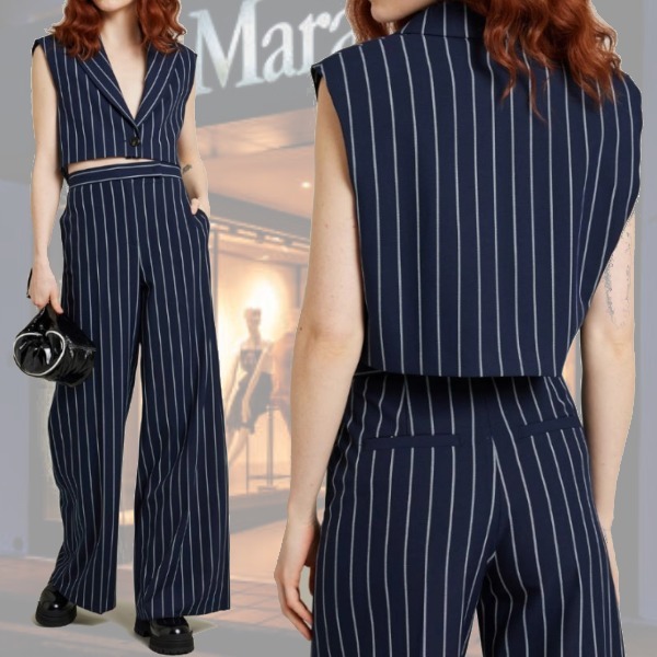 DT MaxMara ★ ボックス型 クロップド ベスト CORNICE ネイビー