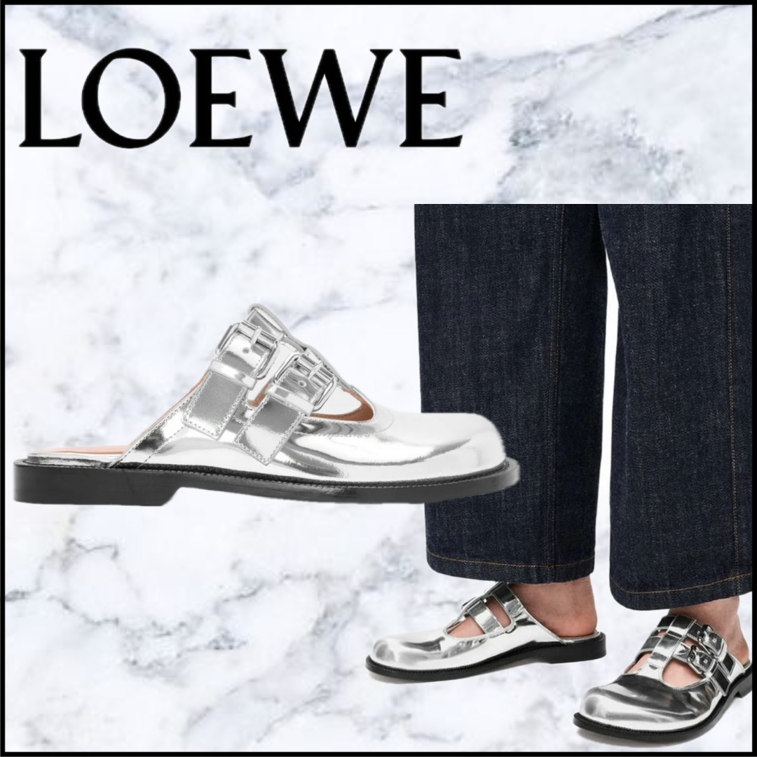 【LOEWE】 カンポ メリージェーン メタリックカーフ LLSC379X07
