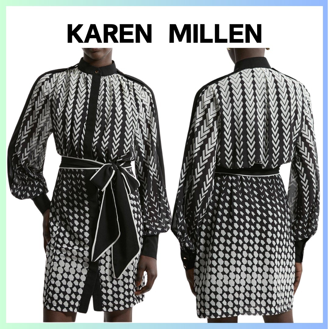 Karen Millen：モノクロタイトワンピース