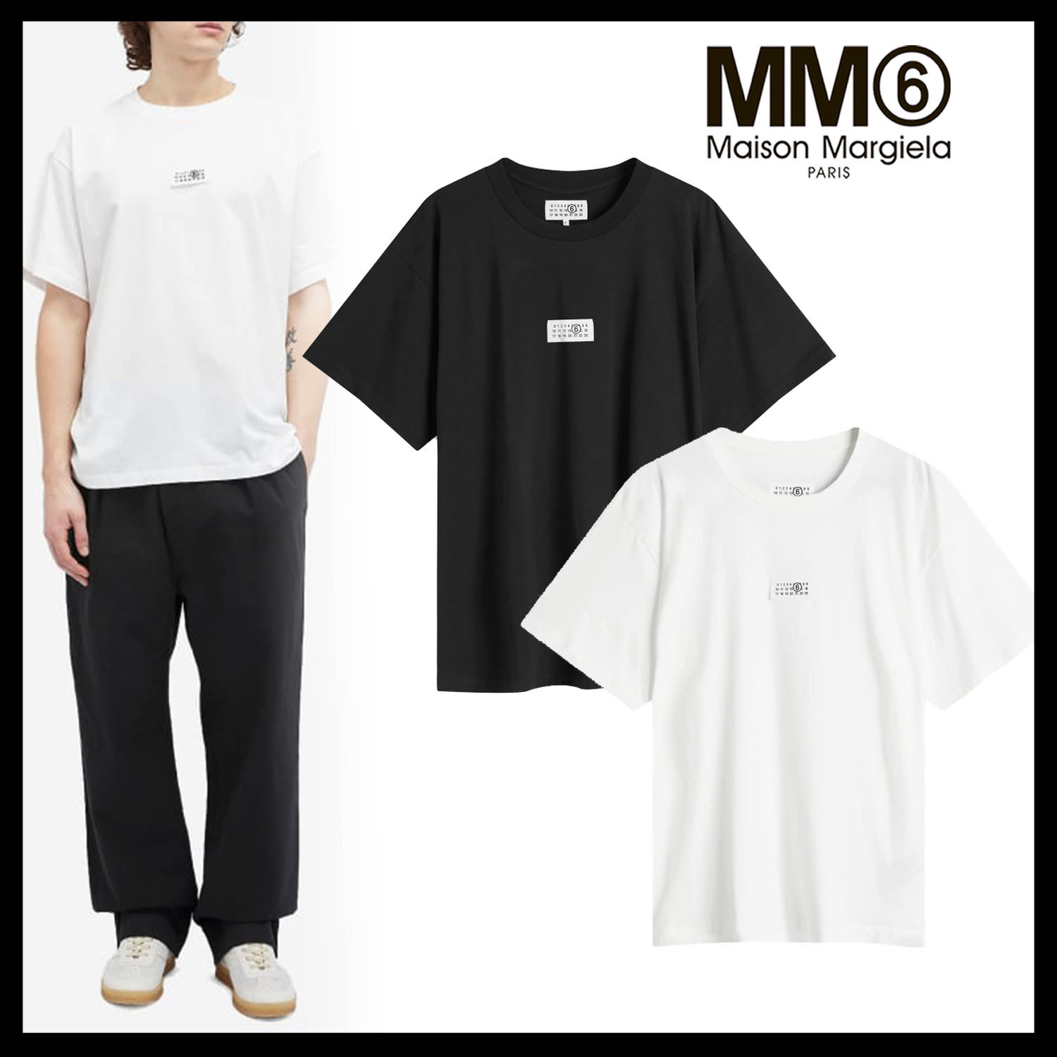MM6 Maison Margiela◆ ナンバーズ パッチ ロゴTシャツ コットン