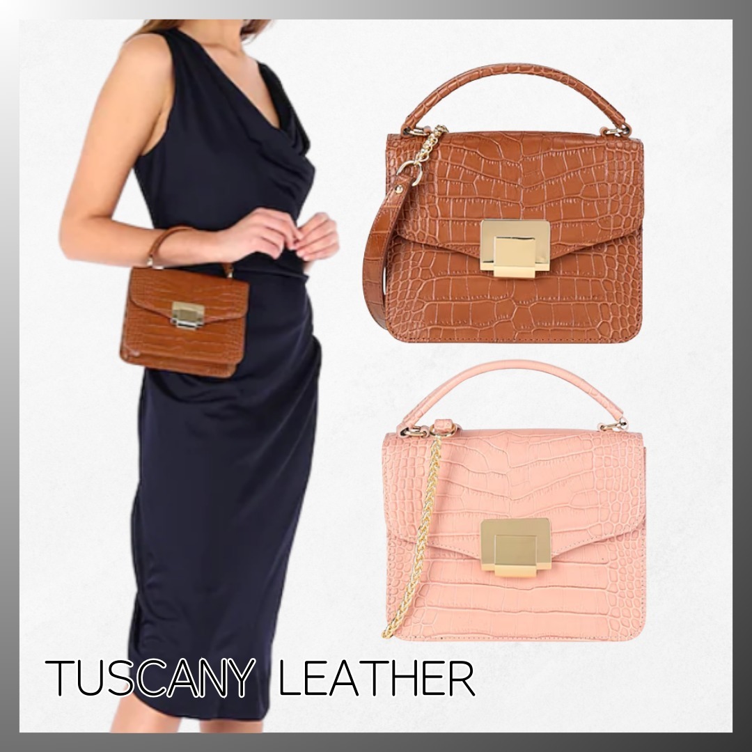 TUSCANY LEATHER◆ レザー クロコダイルプリント ハンドバッグ