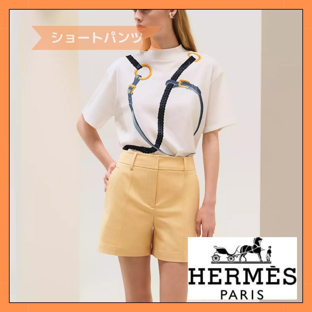 【こなれ感が一際UP】HERMES★フロントプリーツ ショートパンツ