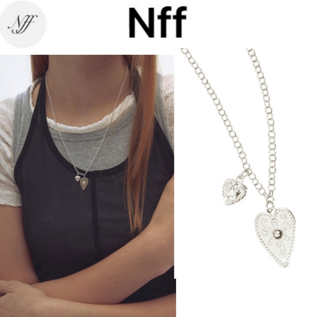 [韓国人気ジュエリー] nff [silver925] twin hearts necklace