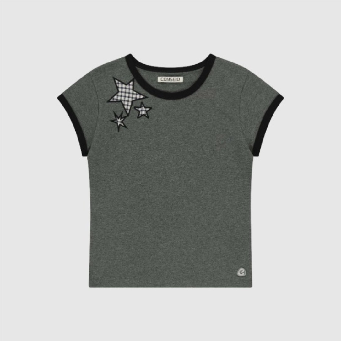 【COYSEIO】 TRIPLE STAR RINGER TEE DARK GREY