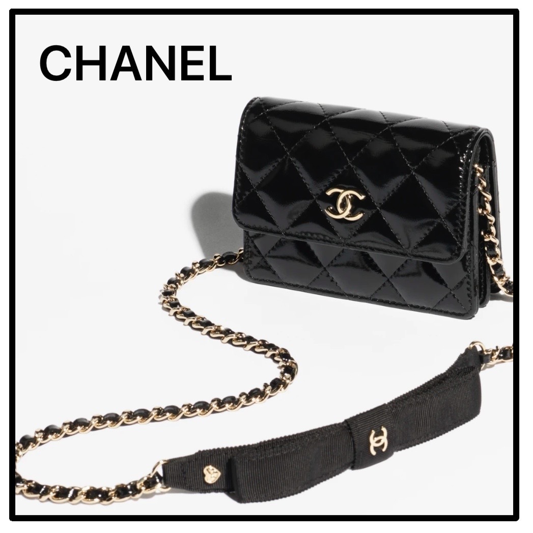 チェーン小型クラッチバッグ【CHANEL】リボンモチーフが可愛い♪